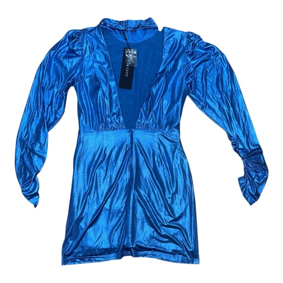 Elliatt Vibrant Blue Bishop Sleeve Cocktail Dress - Picture 3 of 5